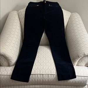 Women's Navy Blue Velvet Straight-Leg Jeans